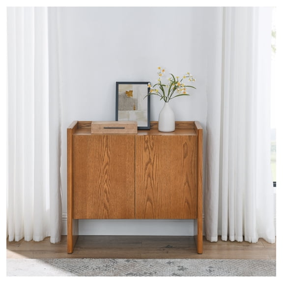 Walnut-colored Sideboard, Buffet Cabinet with Storage, Rustic Storage Cabinet for Entryway, Hallway, Living Room, Kitchen, Dining Room, 33.9"×15"×31.5"