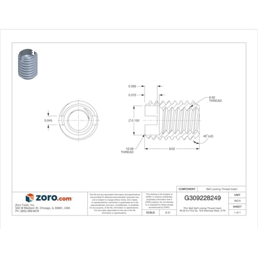 Manufacturer Varies Threaded Insert for Metal,PK5 313-006-PK5