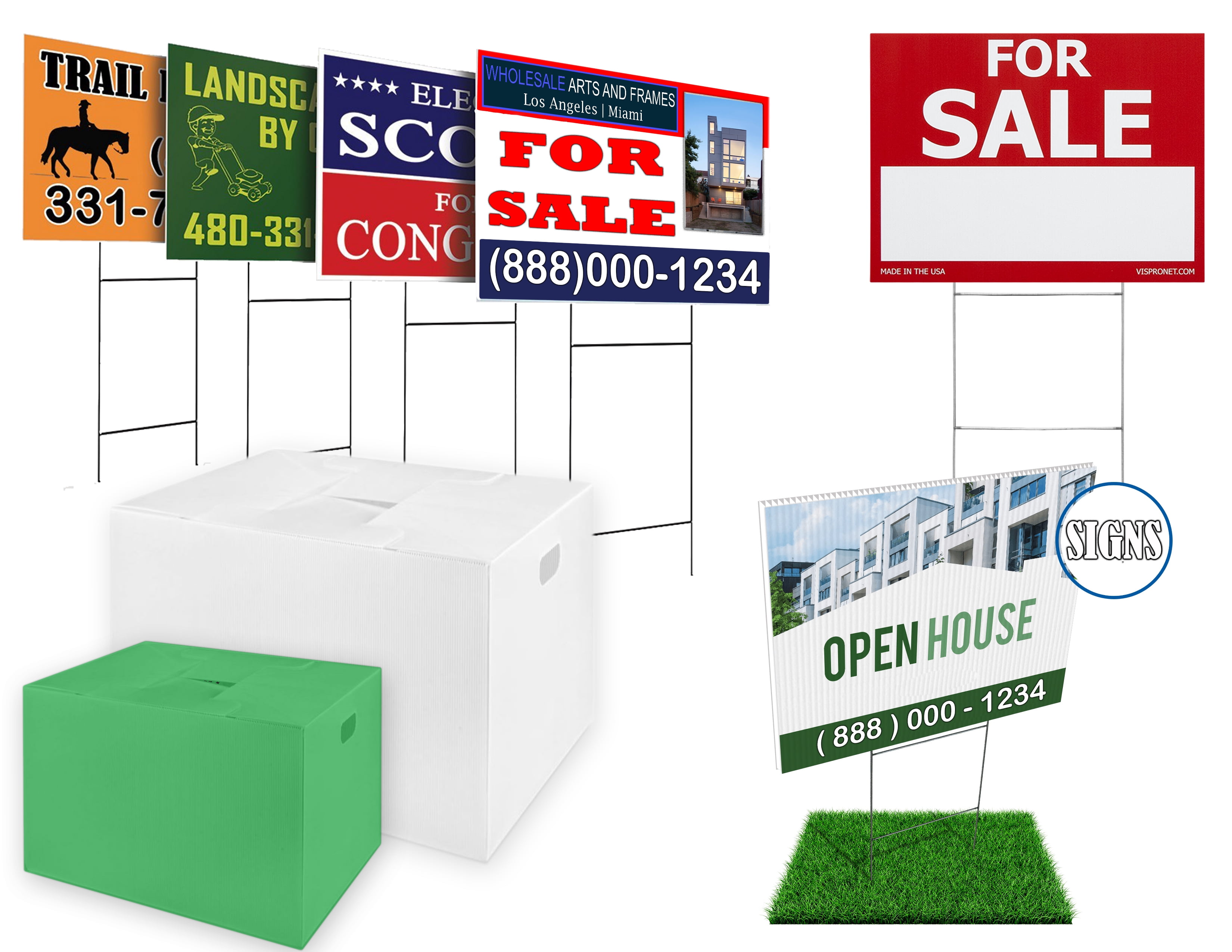 24x24 4mm Corrugated Plastic Sheets 25 Pack White Waterproof Lightweight, Blank Boards Double Sided for Lawn Signs, Garage Sales and Real State. Various Sizes, Colors by WholesaleArtsFrames-com