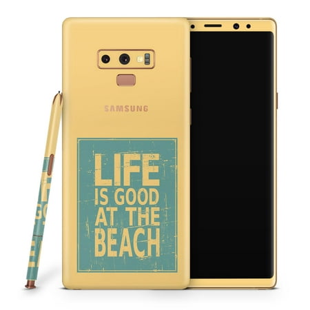 Grungy Life Is Good At The Beach - Design Skinz High-Quality Vinyl Decal Wrap Cover for Samsung Galaxy Note 9 (SPECIAL OFFER 2-PACK BUNDLE! Full-Body + Back Glass