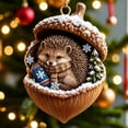 thumbnail image 4 of Rustic Woodland Christmas Ornament, 3.15 Inch Resin Acorn Shell Animal Ornament, Hanging Decor for Tree Mantel Wreath Thanksgiving Centerpiece, Hedgehog with Winter Sock, 4 of 8