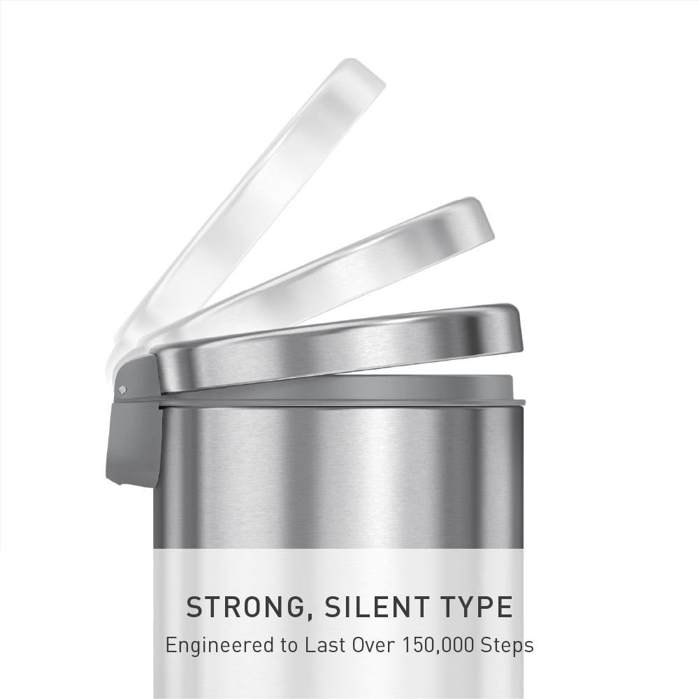 simplehuman Bathroom Trash Can, 1.2 Gallon Step Garbage Bin with Soft Close Lid, Brushed Stainless Steel