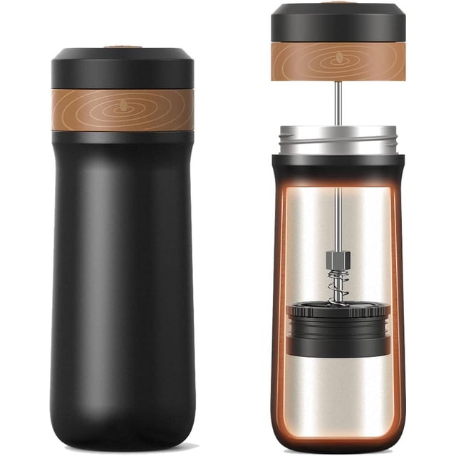 Portable French Press Coffee Maker Travel French Coffee Maker Stainless Steel Coffee Mug 12 oz Great for Camping and Traveling