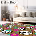 thumbnail image 2 of ODIKA 8'x10' Machine Washable Non-Slip Area Rug, Animated Grazing Cows with Interlocking Floral Meadow Design High Traffic Rug with Pad, Brown, 722506, 2 of 8