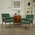 thumbnail image 3 of Mid Century Modern Chair, Neche Sherpa Arm Accent Chair with Pillow&Upholstered, Solid Wood Frame Reading Chair for Living Room, Bedroom - Green, 3 of 6