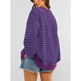 thumbnail image 5 of PRETTYGARDEN Womens Striped Oversized Sweatshirt Color Block Crew Neck Long Sleeve Casual Loose Pullover Top Y2K Clothes, 5 of 8