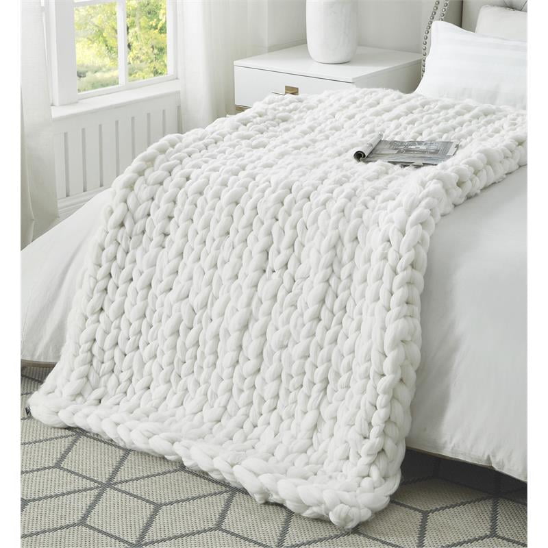 Beliz Cream White Chunky Knit Super Soft Throw 40 in x 60 in Walmart
