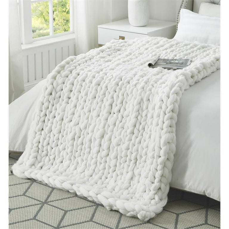 Oversized Chunky Knit Throw Blanket Oatmeal, 42% OFF