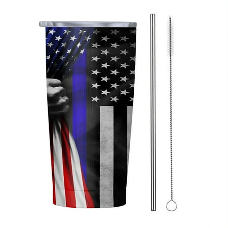 

Police Law Enforcement Back The Blue 20oz Tumbler Insulated Stainless Steel Water Bottle Portable Travel Coffee Tea Mug Cup