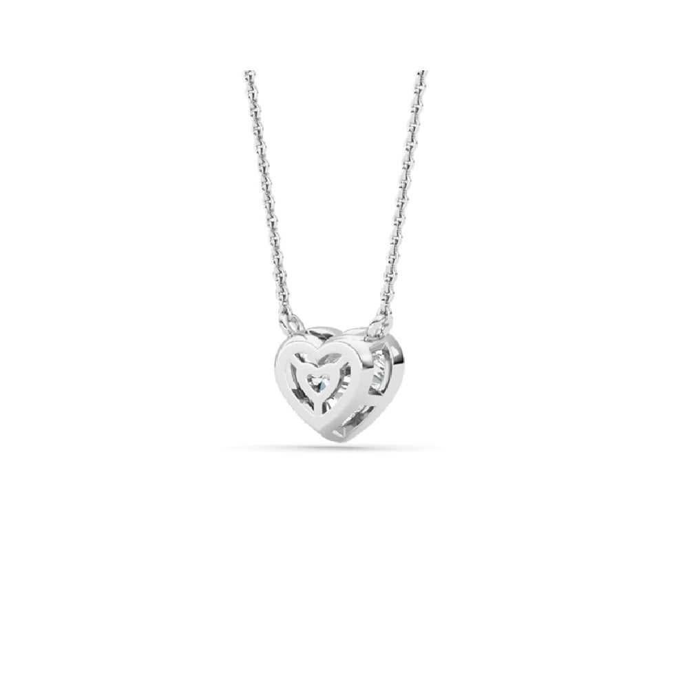 1 CT Certified Lab Grown Heart Bezel Diamond Pendant Necklace, 14K White Gold, 18" Chain