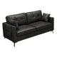 thumbnail image 4 of Sofá de cuero con 2 almohadas, relleno de esponja, sofá de 2 plazas, sofá tapizado impermeable para muebles de sala de estar de oficina interior Negro, 4 of 9