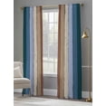 thumbnail image 4 of Blue Brown Semi Sheer Window Curtains 108 Inches Long, Farmhouse Wood Grain Vintage Vertical Striped Rod Pocket Voile Silky Chiffon Curtain Light Filtering Drapes for Living Room, 52"x108", 2 Panels, 4 of 9