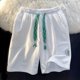 thumbnail image 3 of Pantalones cortos deportivos de verano para hombres y mujeres, estilo coreano, finos, de longitud media, negros, sueltos, rectos, casuales, de pierna ancha, de longitud media, 3 of 5