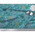thumbnail image 1 of Soimoi Green Rayon Fabric Leaves & Floral Hand Drawn Printed Craft Fabric by the Yard 42 Inch Wide, 1 of 1
