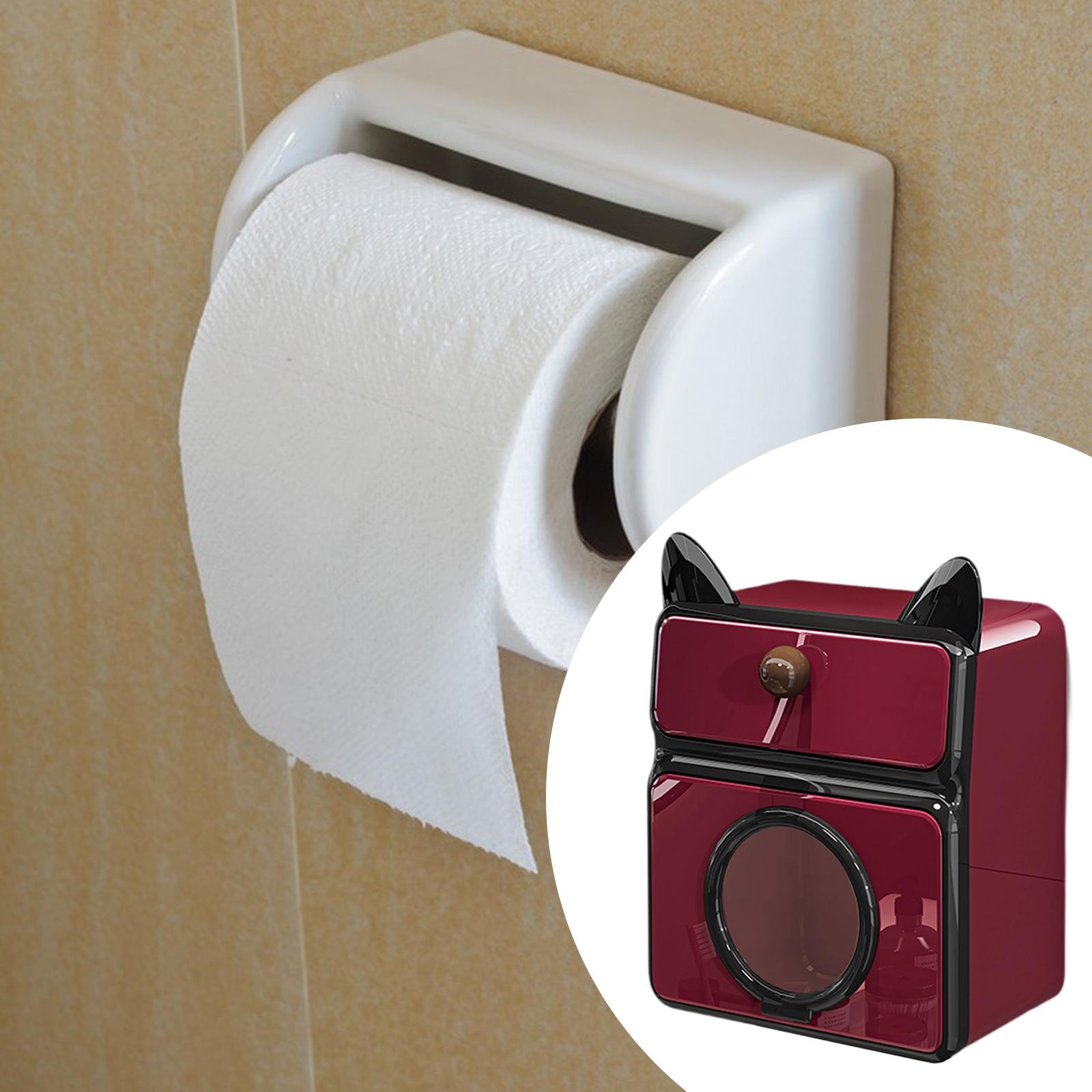 Fiocias Toilet Paper Holder Bathroom Tissue Box Waterproof Paper Roll Holder Simple Wall Red and Black