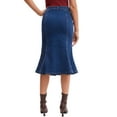 thumbnail image 3 of INSPIRE CHIC Women's Bodycon Fishtail Denim Skirt High Waisted Ruffled Knee Length Jean Skirt 2XL Deep Blue, 3 of 6