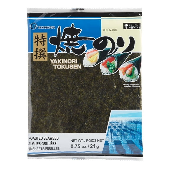Takaokaya Roasted Seaweed Sheets .75 oz  Pack of 3