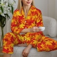 thumbnail image 6 of Gukieu Vintage maple leaves autumn Print Women's Long Sleeve Pajama Set, Button Top Elastic Pocket Pajama Pants Two Piece Set Home Wear-XX-Large, 6 of 7