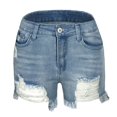 thumbnail image 2 of Lu's Chic Women's Distressed Jeans Short Denim Rip Shorts Mid Rise Straight Leg Soft Pull On Cool Casual Shorts Light Grey XX-Large, 2 of 4