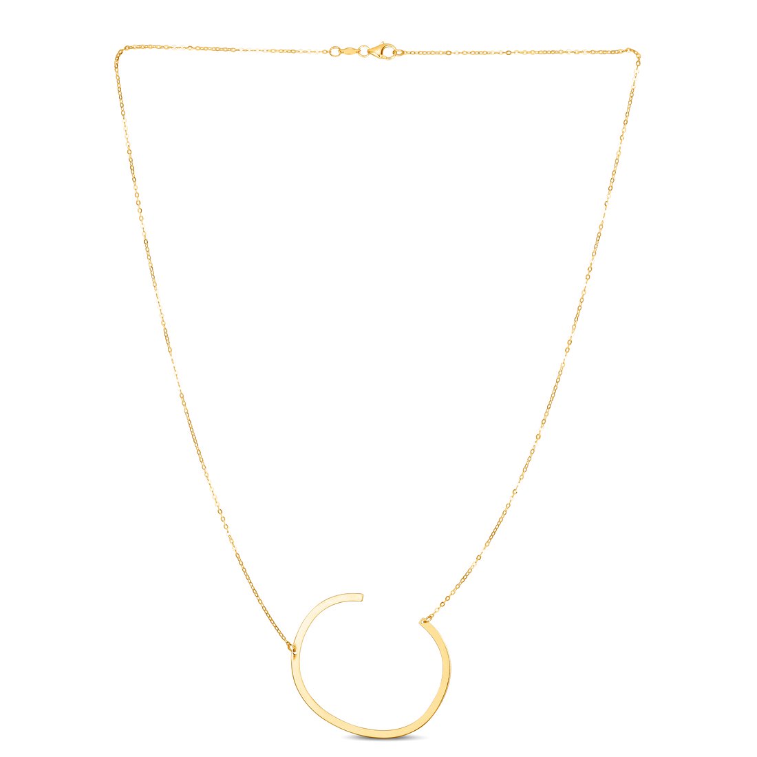 14k Yellow Gold Polished Letter Name Personalized Monogram Initial-c Necklace With Lobster Clasp 18 Inch Pendant Necklac