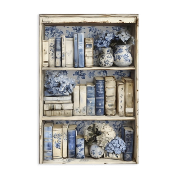 Stupell Industries Blue & Beige Bookcase Canvas Wall Art, design by LSR Design Studio