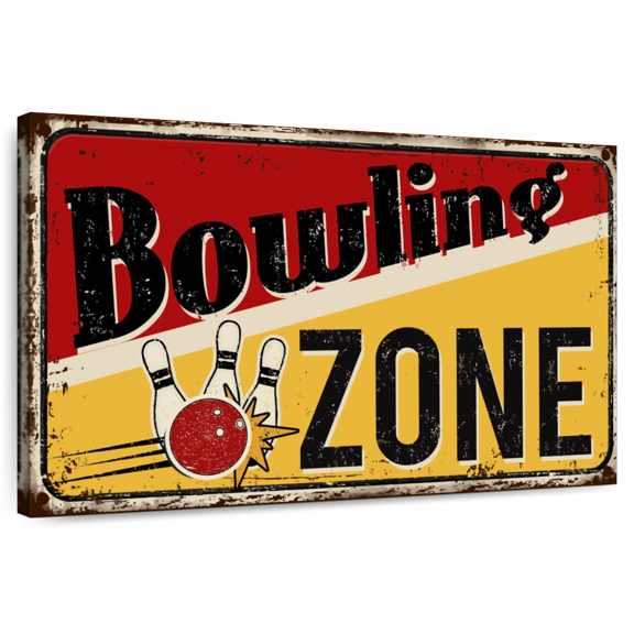 Elephant Stock Bowling Zone Wall Sign Wall Art - Horizontal Canvas Wall Art - Living Room Wall Decor - Wall Signs Canvas - Black And Orange Decor - 12" x 8"