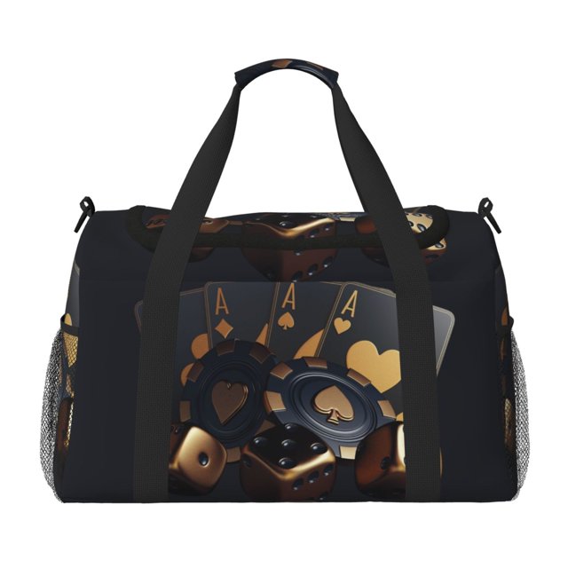 Balery Casino Cards Poker Bolsa de Gimnasio para Mujeres, Bolsa de Viaje con Bolsillo Húmedo, Bolsa de Fin de Semana para Mujeres, Bolsa de Viaje Resistente al Agua
