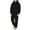 Black, variant on fartey Hooded Jumpsuits for Men Solid Color Fleece One Piece Pajamas Warm Pockets Long Sleeve Full Zip Plus Size Sleepwear, S-5XL