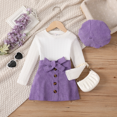 thumbnail image 1 of PatPat 3pcs Conjunto de Jersey de Punto, Falda con Cinturón y Gorro para Niñas Pequeñas, 1 of 3