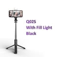 thumbnail image 1 of Portable Tripod for phone Selfie Stick with LED Fill Light Extendable Phone Stand for Video Live Bluetooth Remote Control (Q02S Black), 1 of 7