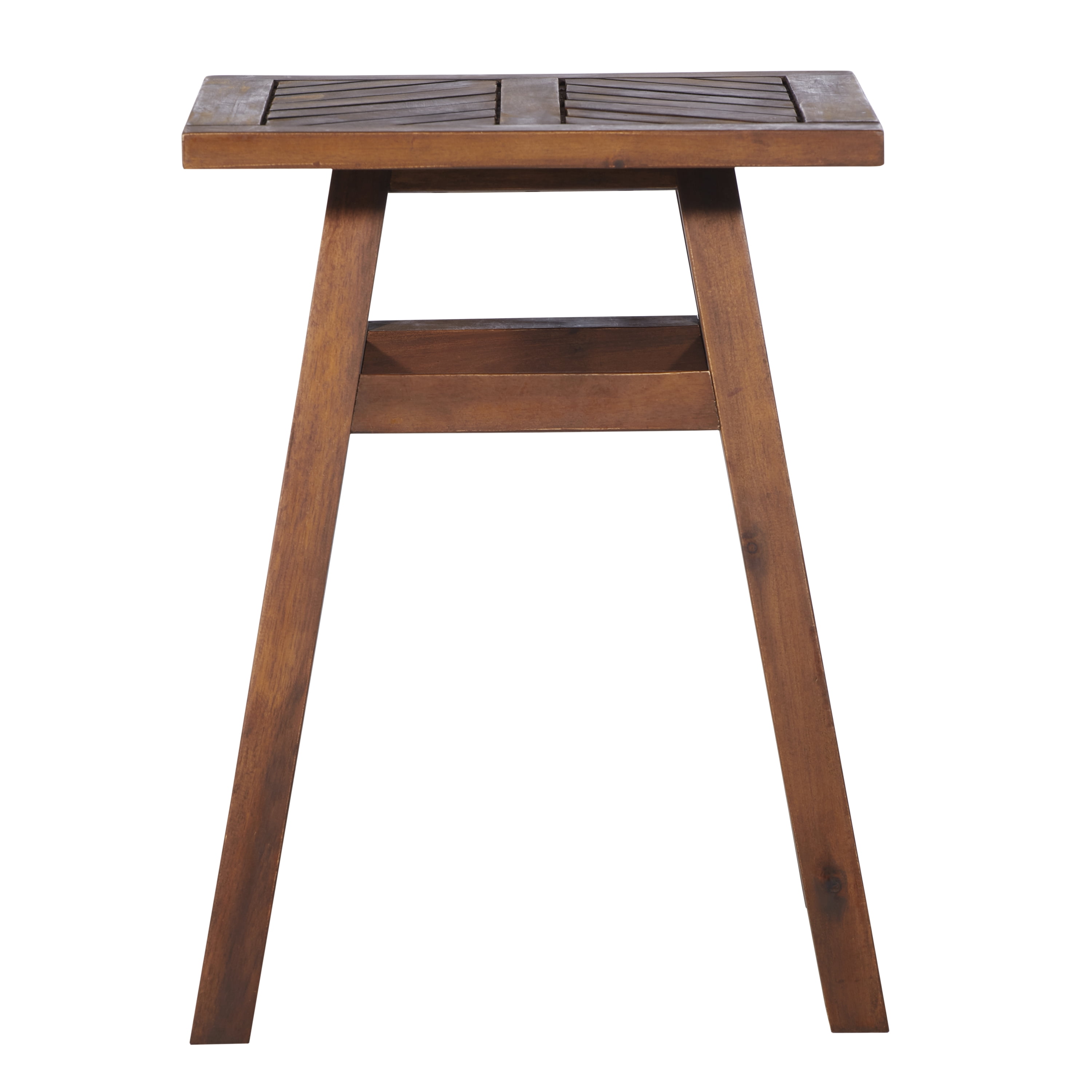 Manor Park Wood Outdoor Patio End Table with Chevron Design, Dark Brown