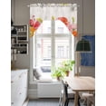 thumbnail image 4 of Pink Yellow Floral Swag Valances for Windows, Small Curtains Drapes, Spring Flowers Elegant Pastoral Leaves Kitchen Window Curtains Over Sink Window Treatment Valance for Bedroom/Bathroom 56"x36", 4 of 5