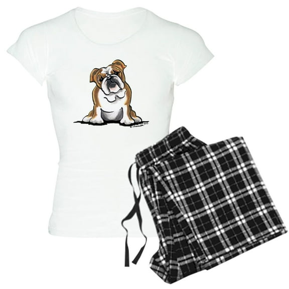 CafePress - Brown White Bulldog Women's Light Pajamas - Women's Short Sleeve Print T-Shirt and Pants Light Cotton Pajama Set