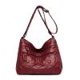 thumbnail image 2 of Bolsa Bolso bandolera de celosía de color puro retro Bolsos de hombro de nylon para mujer (rojo vino) JShteea Para Estrenar, 2 of 7