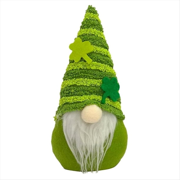 Día de San Patricio Leprechaun Decoraciones de Felpa Muñeca de Gnomo de Peluche Irlandés Decoración de Nudos Decoración de Muñeca Sin Rostro Verde-A