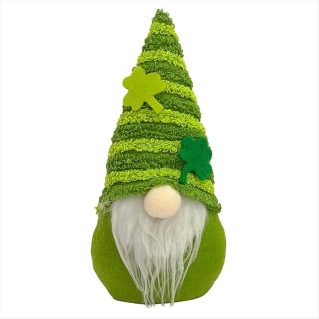 Día de San Patricio Leprechaun Decoraciones de Felpa Muñeca de Gnomo de Peluche Irlandés Decoración de Nudos Decoración de Muñeca Sin Rostro Verde-A