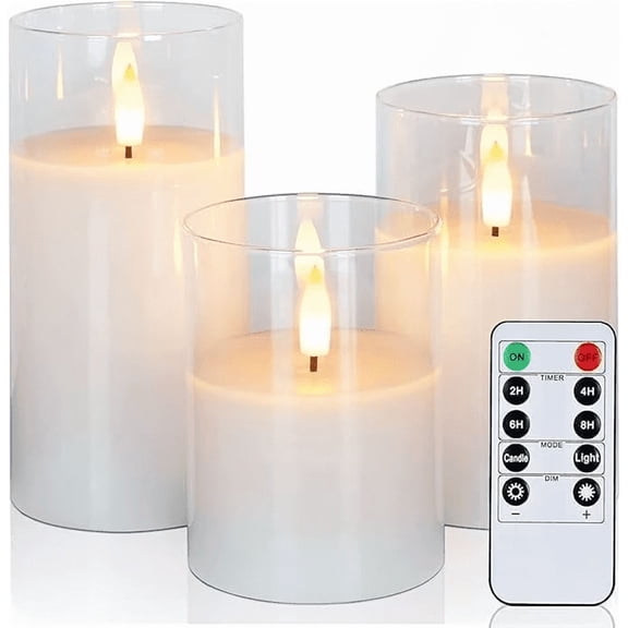 ZHIGAO Flameless Candles Realistic Flickering LED with Remote Control, Timer, Dimmable, 3-Pack
