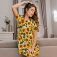 thumbnail image 3 of Susaid Romantic Elegant Sunflower Pattern Sleep Shirts for Women Short Sleeve Night Shirts for Sleeping Pullover Nightgown Soft Nightdress, 3 of 6