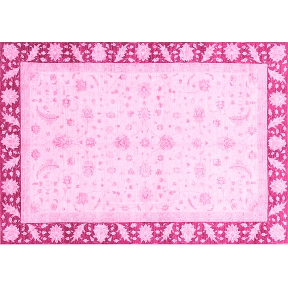 Ahgly Company Indoor Rectangle Abstract Pink Modern Area Rugs, 6' x 9'