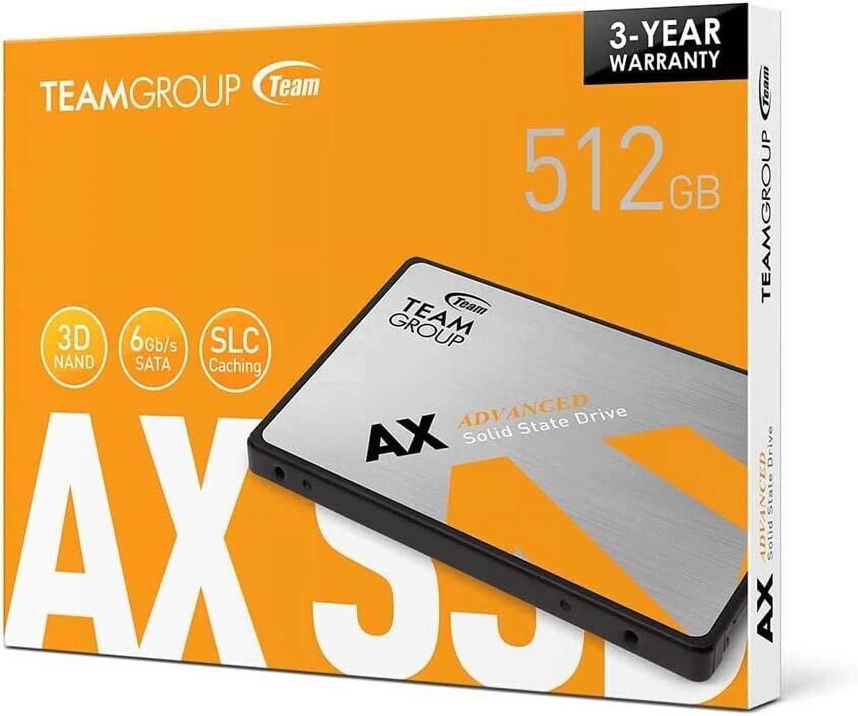 TEAMGROUP AX2 512GB 3D NAND TLC 2.5 Inch SATA III Internal Solid State Drive SSD (Read Speed up to 540 MB/s) Compatible with Laptop & PC Desktop T253A3512G0C101 - image 2 of 2