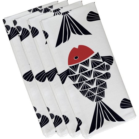 Simply Daisy 19  x 19  Big Fish Animal Print Napkins  Set of 4