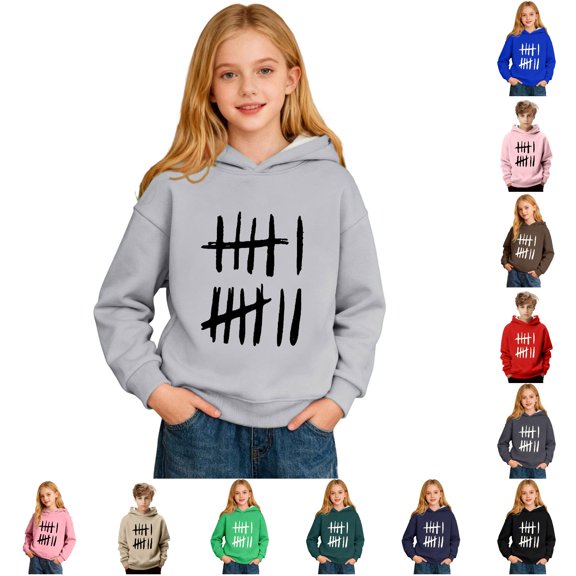 Gyujnb Unisex Warm Hoodie with Mixed Basic Text Print for Fall Winter Versatile Casual Wear,Size 1-16Y,5-6 Years