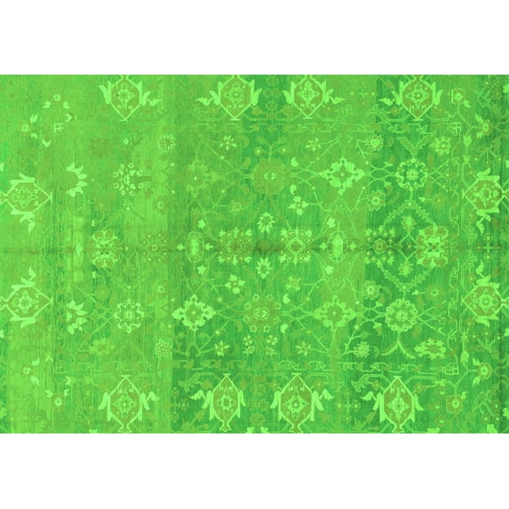 Ahgly Company Indoor Rectangle Oriental Green Traditional Area Rugs, 2' x 3'