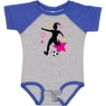 thumbnail image 3 of Inktastic Girl Playing Soccer- Pink and Yellow Stars Girls Baby Bodysuit, 3 of 5