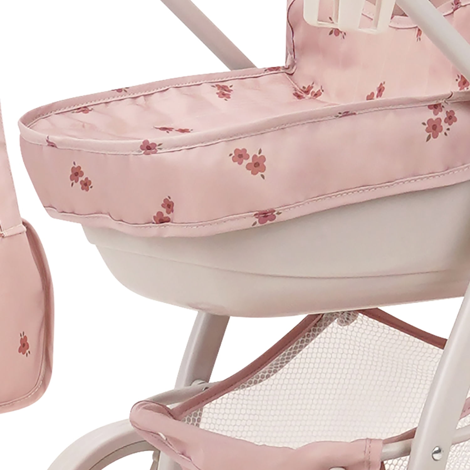 509 Crew: Ballet Flora - Bella 2-In-1 Doll Pram - Soft Pink Flower, Handbag, Removable Bassinet, Canopy-Adjustable Handle, Doll Accessory Toy, Kids 3+