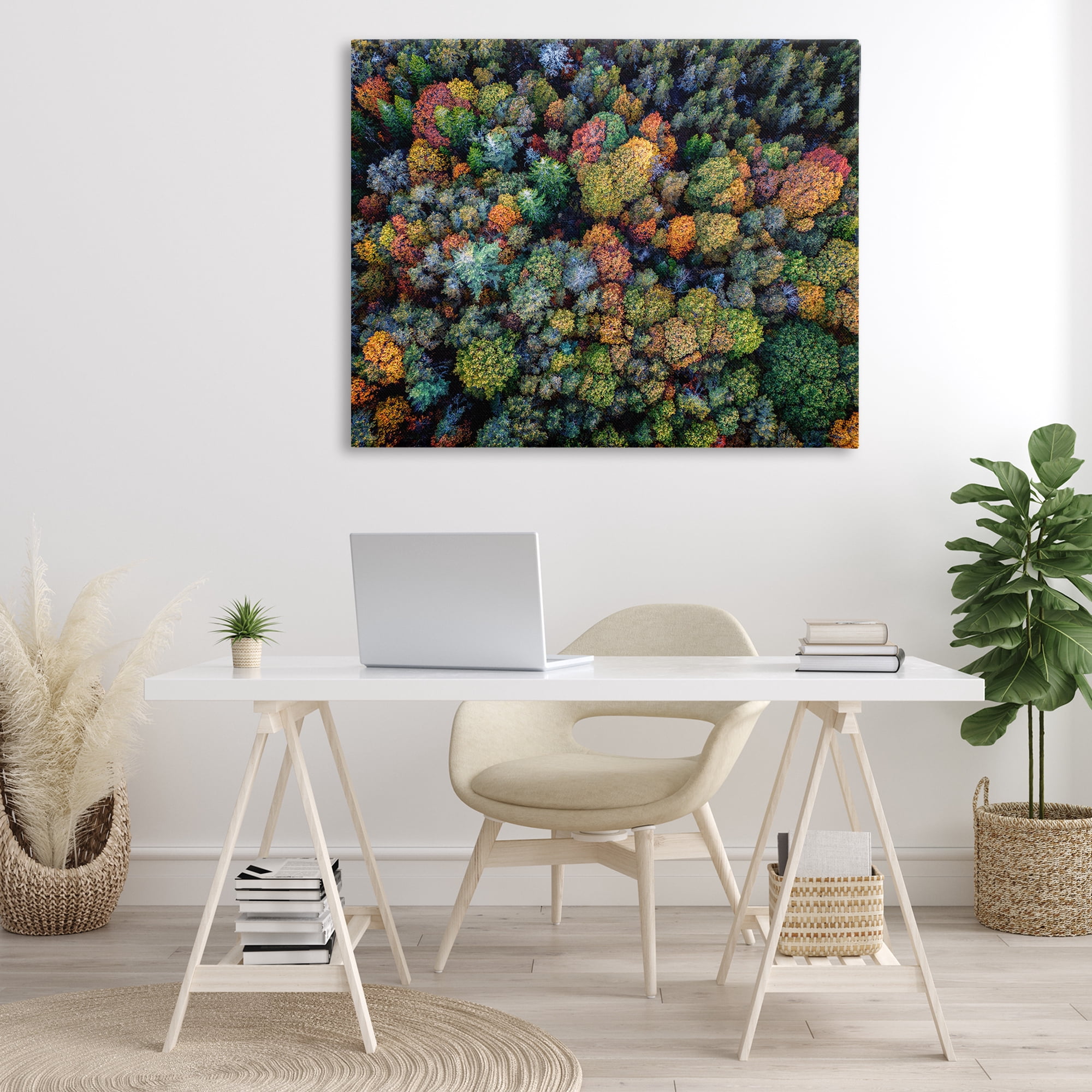 Stupell Industries Aerial View Autumnal Foliage Landscape & Nature Photography Wrapped Canvas Art Print Wall Art, 48 x 36