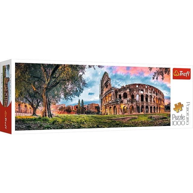 Trefl Panorama Colosseum at Dawn Rompecabezas de 1000 piezas, impresión roja de 27 x 19 pulgadas, rompecabezas de bricolaje, diversión creativa, rompecabezas clásico para adultos y niños a partir de 1