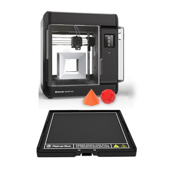MakerBot Sketch Single-Printer Setup 3D Printer with Cloud Printing File Management Software Bundle with 900-0062A Build Plate for MakerBot Sketch 3D Printer (2-Pack) (2 Items)