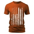 thumbnail image 3 of Caqnni Men American Flag Patriotic T Shirt 4th of July Round Neck Short Sleeve Orange,L）, 3 of 3
