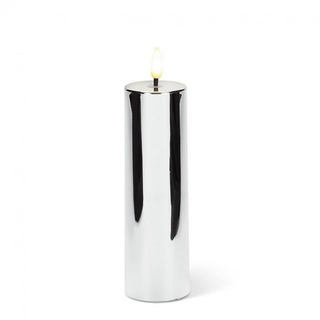 Ensemble de 2 Bougies Piliers Argentées Sans Flamme